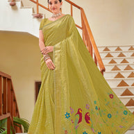 Laxmipati Manmarzi N-2321 Nylon Green Saree