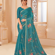 Laxmipati Manmarzi N-2325 Satin Chiffon Blue Saree