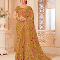Laxmipati Manmarzi N-2328 Satin Crep Brown Saree