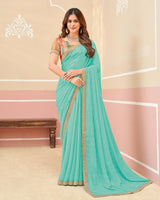 Laxmipati Gold_Spot N-2330 Chiffon Sea Green Saree