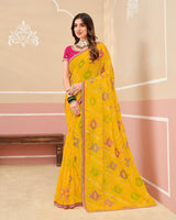 Laxmipati Gold_Spot N-2331 Satin Chiffon Yellow Saree