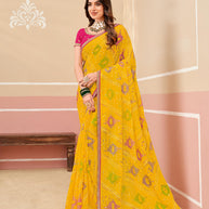 Laxmipati Gold_Spot N-2331 Satin Chiffon Yellow Saree