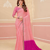Laxmipati Gold_Spot N-2332 Chiffon Pink Saree