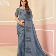 Laxmipati Gold_Spot N-2333 Chiffon Grey Saree