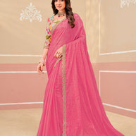 Laxmipati Gold_Spot N-2336 Nylon Pink Saree