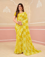 Laxmipati Gold_Spot N-2337 Chiffon Yellow Saree