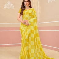 Laxmipati Gold_Spot N-2337 Chiffon Yellow Saree