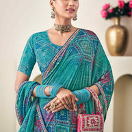 Teal Green Crepe Silk Saree- Dilkhush