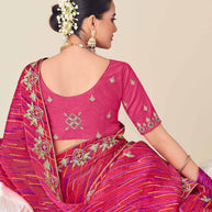 Laxmipati Nazakat Floral Gotta Patti Chiffon Saree in Pink Color with Unstitched Blouse