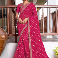 Pink Viscose Saree with Zari & Sequin Work - Aishwrya