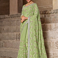 Pastel Green Organza Silk Saree - Aishwrya