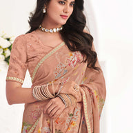 Brown Floral Georgette Saree - Gulabo