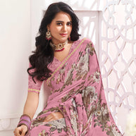 Purple Floral Georgette Saree - Gulabo