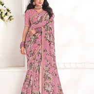 Purple Floral Georgette Saree - Gulabo