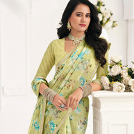 Yellow Floral Georgette Saree - Gulabo