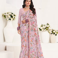 Lavender Floral Georgette Saree - Gulabo