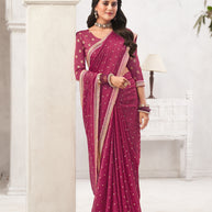 Maroon Crepe Silk Saree with Foil Work - Chameli