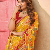 Mustard Chiffon Saree - Shamli