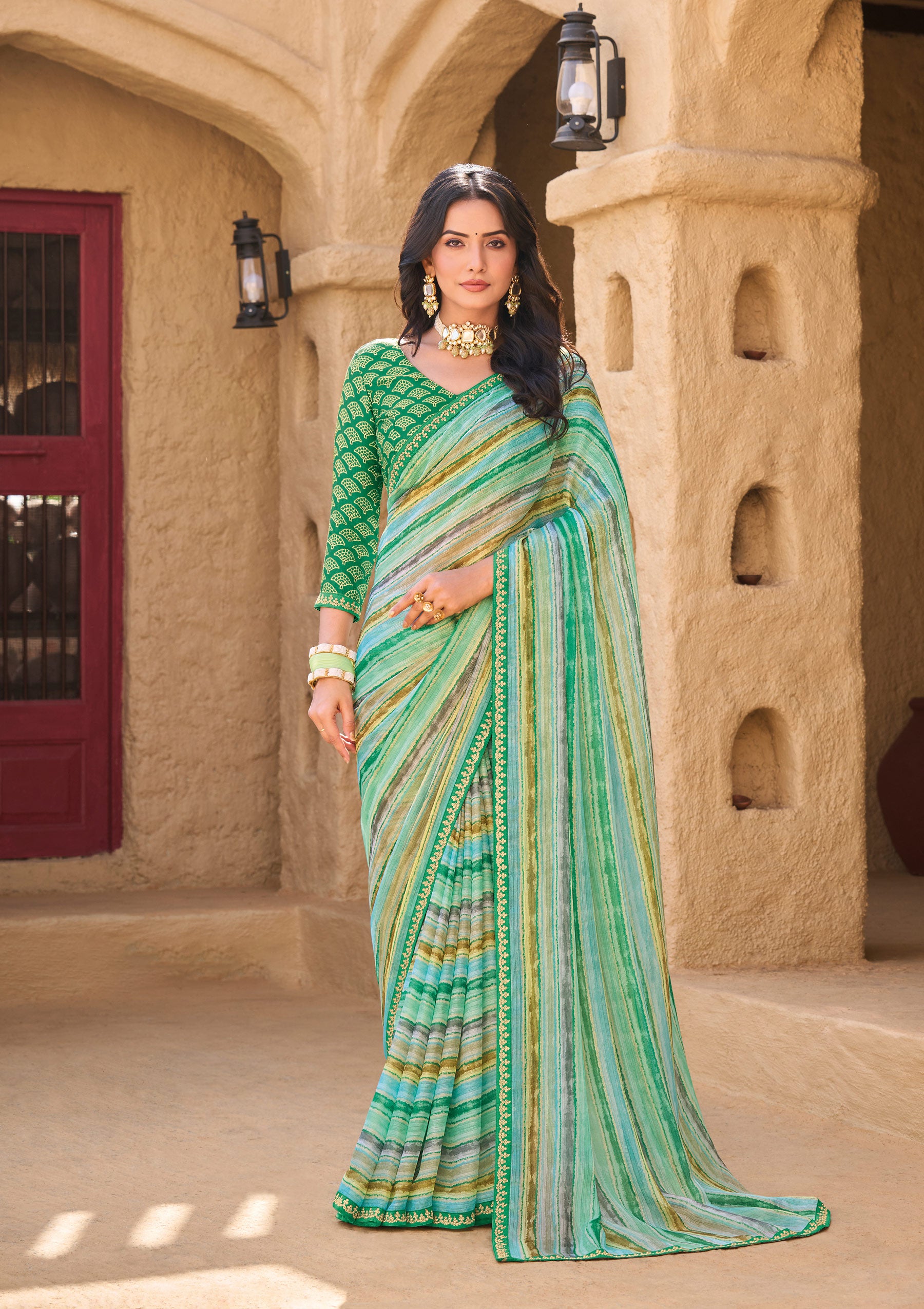 Multicolor Chiffon Saree - Shamli