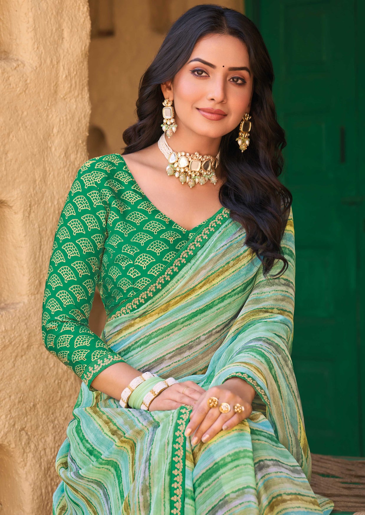 Multicolor Chiffon Saree - Shamli