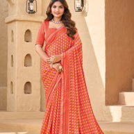 Orange Chiffon Saree - Shamli