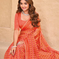 Orange Chiffon Saree - Shamli