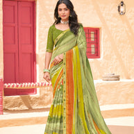 Green Chiffon Saree - Shamli
