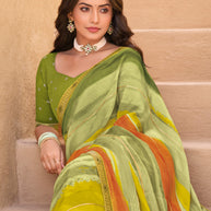 Green Chiffon Saree - Shamli
