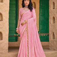 Pastel Pink Art Silk Saree - Shamli