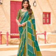 Multicolor Striped Crepe Silk Saree - Shamli