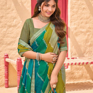 Multicolor Striped Crepe Silk Saree - Shamli