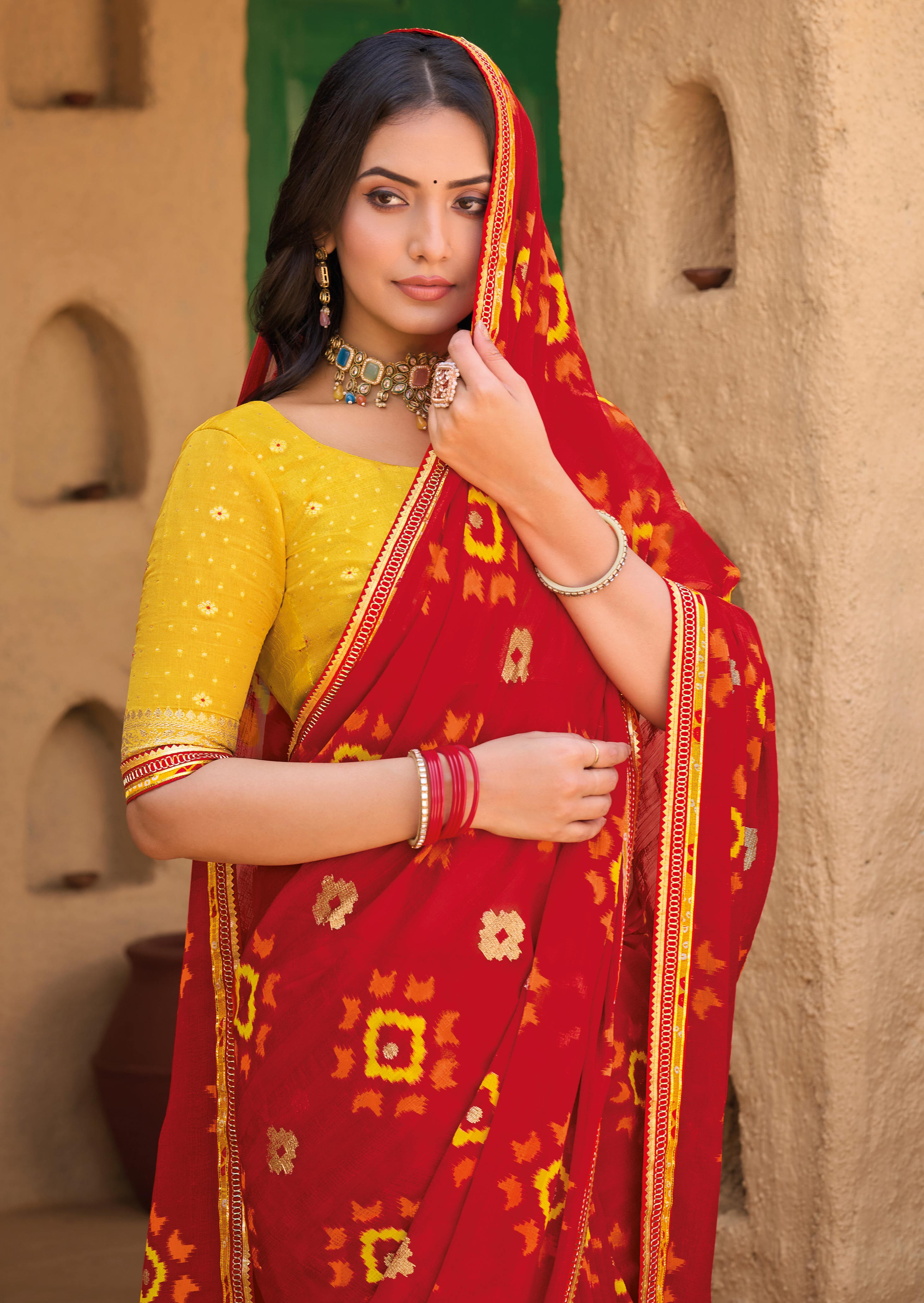 Red Georgette Saree - Shamli