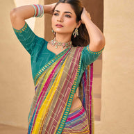 Multicolor Striped Georgette Saree - Shamli