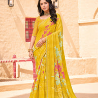 Mustard Chiffon Saree  - Shamli