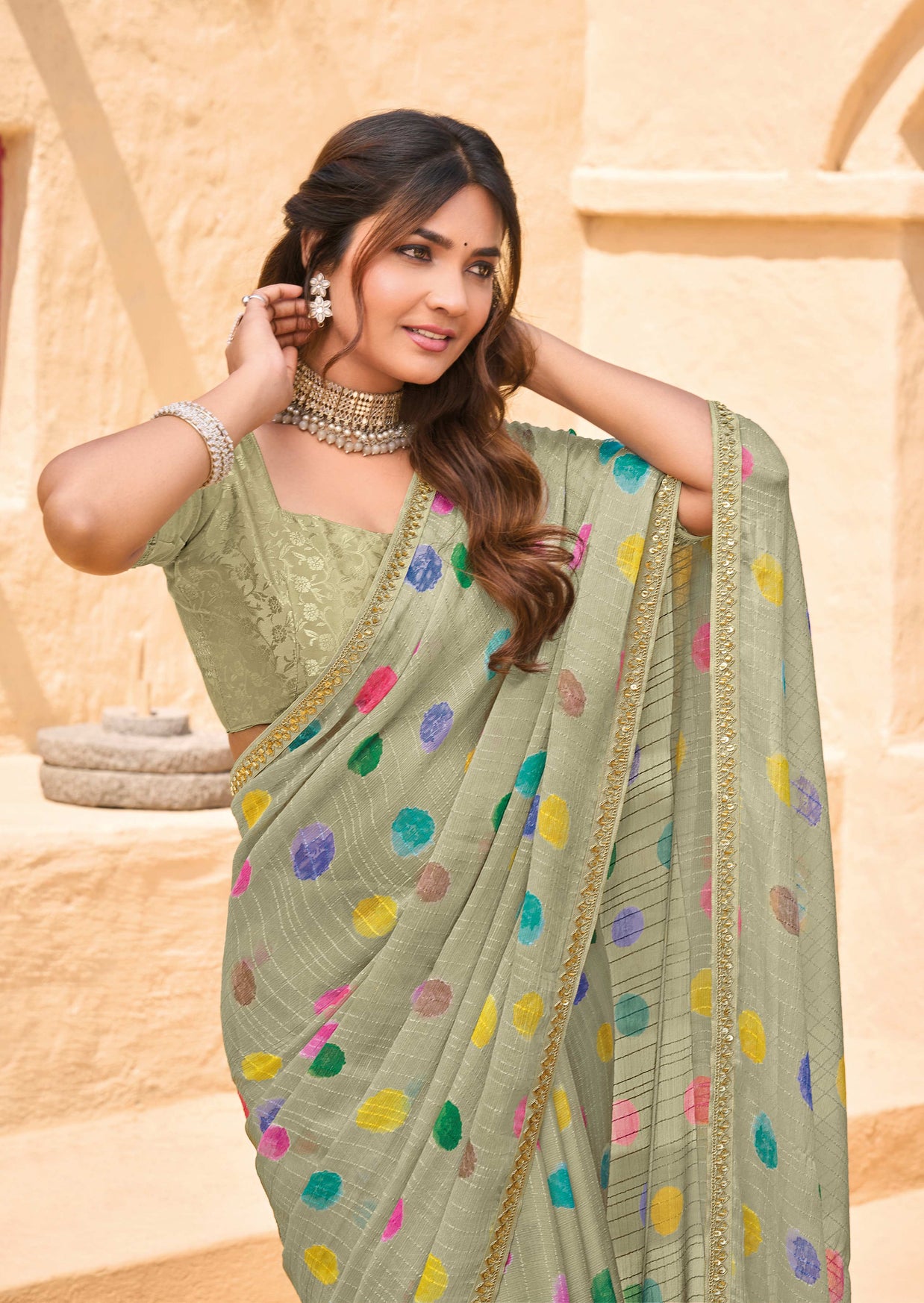 Pastel Green Chiffon Saree - Shamli