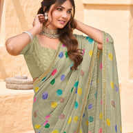 Pastel Green Chiffon Saree - Shamli