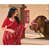 Red Georgette Saree with Geometric Print - Shamli