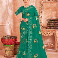 Teal Green Art Silk Saree - Chudi