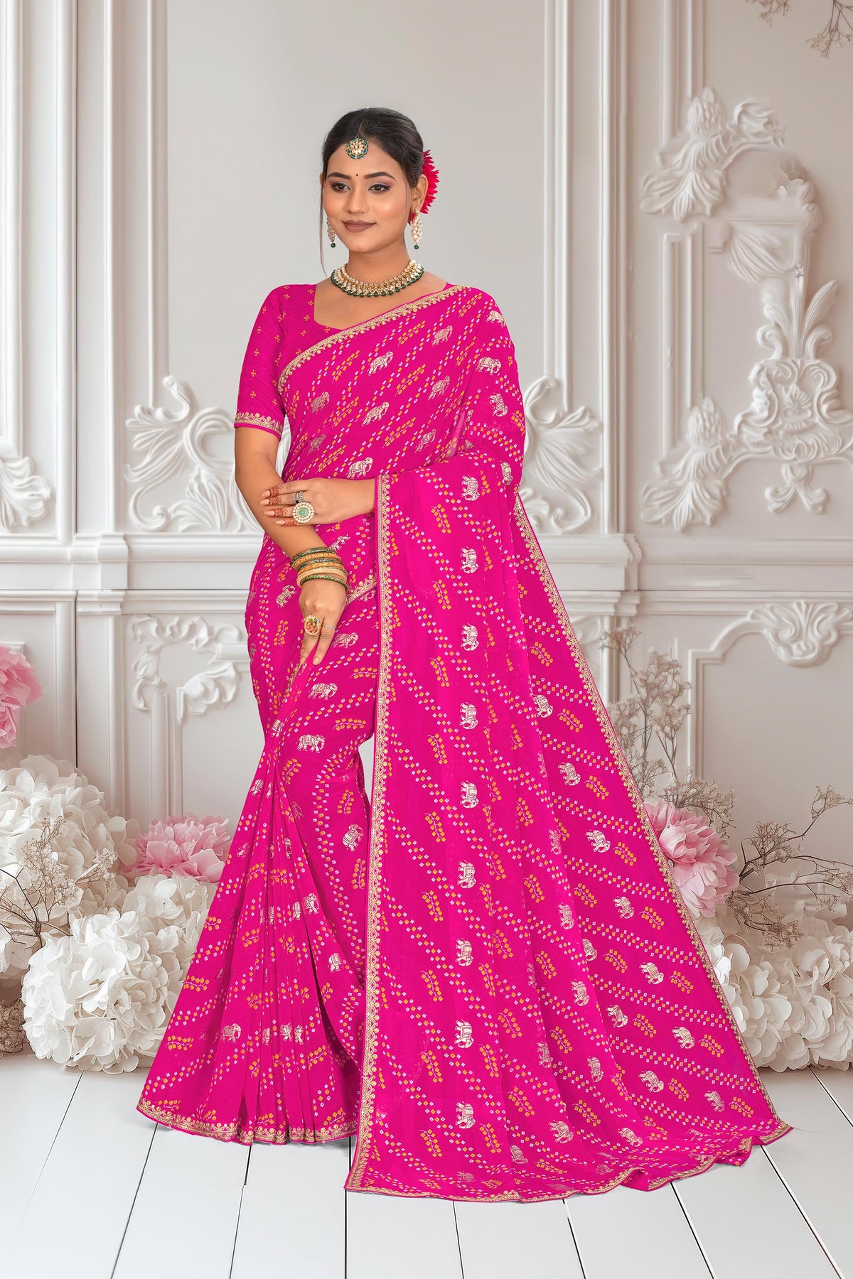 Pink saree