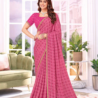Laxmipati Megha Bandhani Printed Georgette Saree in Pink Color with Unstitched Blouse