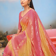 Laxmipati Baarish Ombra Chiffon Saree in Multicolor with Unstitched Blouse