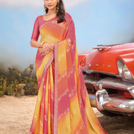 Laxmipati Baarish Ombra Chiffon Saree in Multicolor with Unstitched Blouse