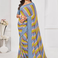 Laxmipati Sitaphal Chevron Printed Georgette Saree in Multicolor with Unstitched Blouse