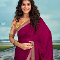 Laxmipati Raadhika Magenta Floral Print Silk Saree