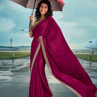 Laxmipati Raadhika Magenta Floral Print Silk Saree