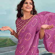 Laxmipati Raadhika Pink Wavy Print Silk Saree