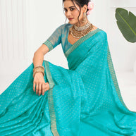 Laxmipati Alia Blue Silk Saree with Geometric Foil Work