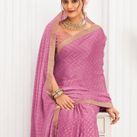 Laxmipati Alia Purple Silk Saree with Geometric Foil Work