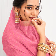 Laxmipati Alia Pink Silk Saree with Geometric Foil Work