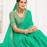 Laxmipati Alia Green Silk Saree with Geometric Foil Work